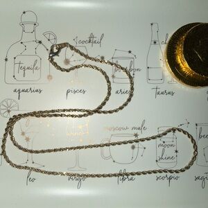 Vintage 14k yellow gold filled twisted braided long rope chain necklace unisex